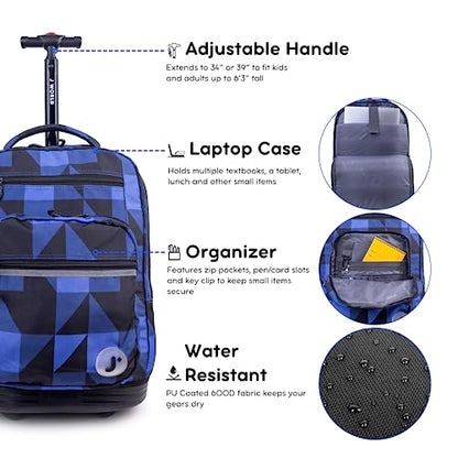 J World Sundance Laptop Rolling Backpack for Girls Boys. Roller Bookbag with Wheels, 20 Inch, Block Navy - color: Block Navy