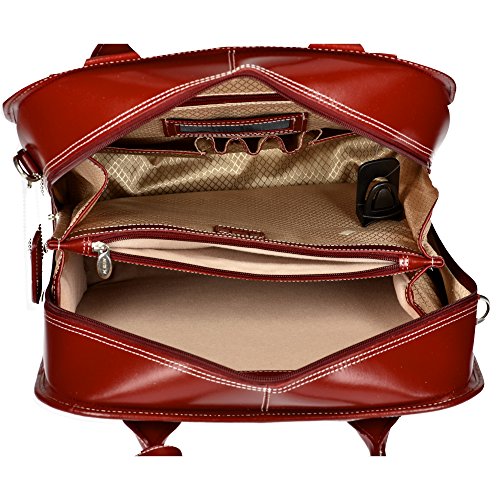 McKlein LA Grange, Top Grain Cowhide Leather, 15" Leather Detachable -Wheeled Ladies' Laptop/Computer & Tablet Business Briefcase Bag/Women's Rolling Overnight Travel Bag, Removable trolley case