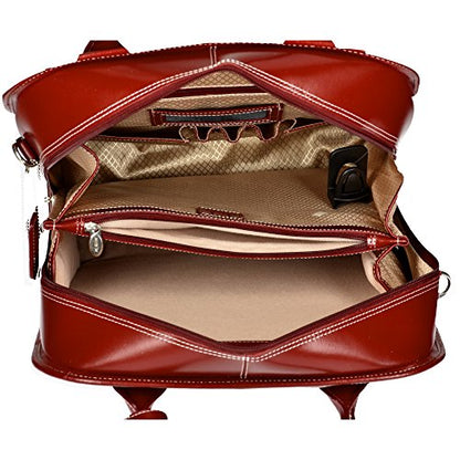 McKlein LA Grange, Top Grain Cowhide Leather, 15" Leather Detachable -Wheeled Ladies' Laptop/Computer & Tablet Business Briefcase Bag/Women's Rolling Overnight Travel Bag, Removable trolley case