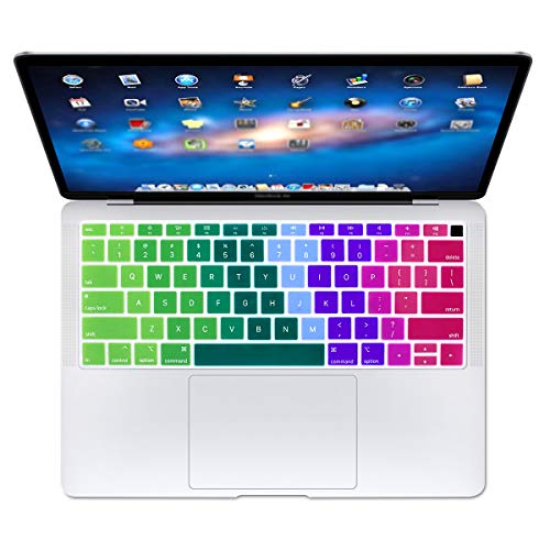 Se7enline for MacBook Air Keyboard Cover 13 inch 2018-2023 A1932 | Silicone Waterproof Dustproof Durable Washable Laptop Accessories US Layout 2023 2022 2021 2020 2019 2018,Rainbow - color: Rainbow