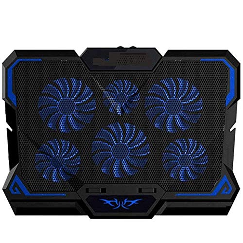 Laptop Cooling Pad 6 Fans Up to 17 Inch Heavy Notebook Cooler Blue LED Lights 2 USB Ports Blue-6fans