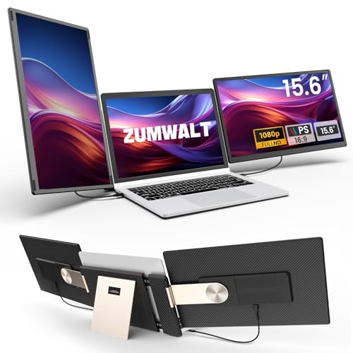 15.6" Laptop Screen Extender, 1080P FHD Laptop Monitor Extender, 235° Rotating Detachable Dual Monitor, Plug & Play Triple Screen for 13"-17.3" Laptops, Compatible with Mac/Windows/Android & Dex - color: 15.6" Carbon Black