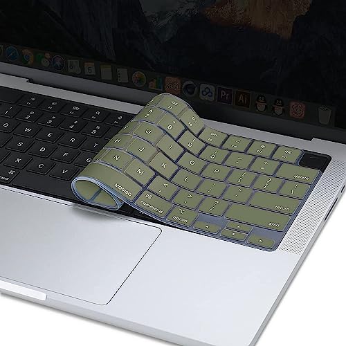 MOSISO Keyboard Cover Skin Compatible with MacBook Air 15 inch M3 M2 | A3114 A2941/Air 13.6 A3113 A2681/Pro 14/16 M4 M3 M2 M1, Army Green - color: Army Green