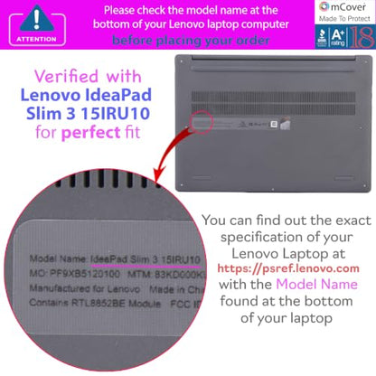 mCover Case ONLY Compatible for 2025-2026 15" Lenovo IdeaPad Slim 3 15AHP10 / 15ARP10 / 15IRH10 / 15IRU10 Series Windows Computers (NOT Fitting Any Other Lenovo Models) (Clear) - color: Clear