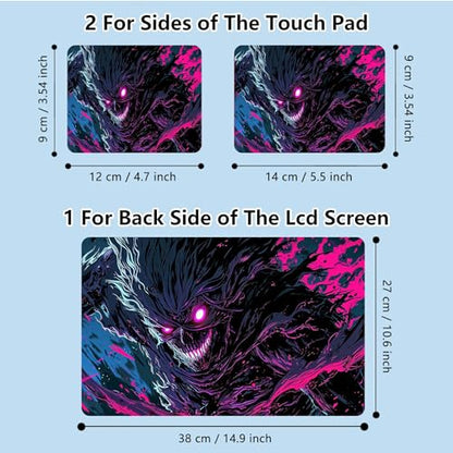 Universal Laptop Skin Sticker with 2 Wrist Pad Skins, Waterproof Scratch Resistant Vinyl Laptop Cover Decal, Cut to Fit for 11–15.6 Inch MacBook HP Dell Lenovo, Devil - color: Devil