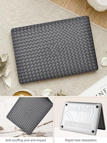 Voidborne Compatible with MacBook Neo 13 inch Case 2026 Release Model A3404 with A18 Pro Chip,Elegant Tartan PVC Leather Plastic Hard Shell Protective Case for Neo 13 inch + Keyboard Cover,Black Grid - color: Black-Tartan PVC Grid