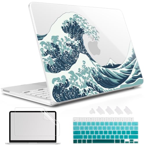 May Chen Compatible with MacBook Neo 13 inch Case 2026 Model A3404, Plastic Hard Shell,Keyboard Cover,Screen Protector,Dust Plug, for MacBook Neo 13" with A18 Pro Chip, Great Wave - color: Great Wave