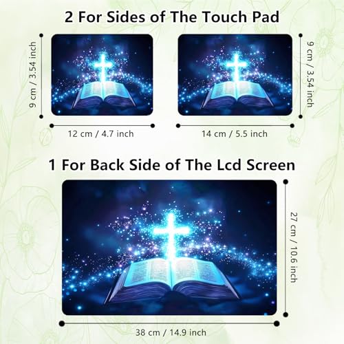 Laptop Skin Sticker Decal, Universal Reusable Vinyl Laptop Cover for 12" 13" 13.3" 14" 15" 15.4" 15.6" Notebook PC, Reusable Waterproof Scratch-Resistant with 2 Wrist Pads,Christian Cross Book - color: Christian Cross Book