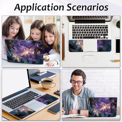 Laptop Skin 12.1-15.6 inch Removable Universal Reusable Laptop Sticker Decal,Waterproof No Residue Vinyl Cover,Scratch-Resistant Cuttable Full Wrap Sticker for Notebook, Purple Starry Nebula Forest - color: Purple Starry Nebula Forest