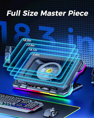 AICHESON Laptop Cooling Pad Turbofan Ultra 10°C-35°C Temperature Drop | Gaming Laptop Cooler Base , RGB Turbo Fan Stand Heat Dissipation for 14-19 inch Computer Laptops - color: 12V