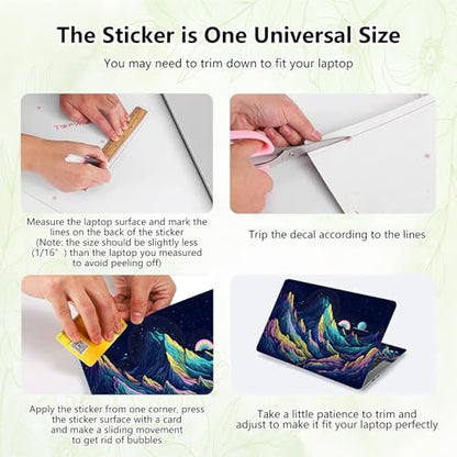Laptop Skin Sticker Decal, Universal Reusable Vinyl Laptop Cover for 12" 13" 13.3" 14" 15" 15.4" 15.6" Notebook PC, Reusable Waterproof Scratch-Resistant with 2 Wrist Pads,Art Mountains Desert - color: Art Mountains Desert
