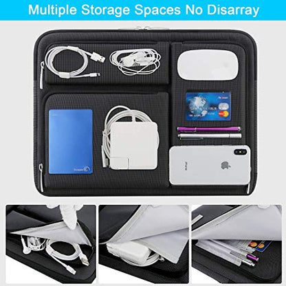 Lacdo 360° Protective Laptop Sleeve Case for 16 inch MacBook Pro M5 Pro/Max A3428 A3429 (2026), M4/M3/M2/M1 A3403 A3186 A2991 A2780 A2485 A2141, 15 inch Surface Laptop 7/6/5/4/3 Computer Bag, Black - color: Black, size: New MacBook Pro 16 Inch
