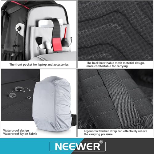 Neewer Pro Camera Case Waterproof Shockproof Adjustable Padded Camera Backpack Bag with Anti-theft Combination Lock for DSLR,DJI Phantom 1 2 3 Professional Drone Tripods Flash Lens and Other Accessory - style: Nw-xjb-d2330-r