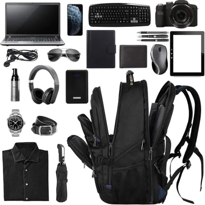 17.3 Laptop Backpack for Men Women, Large Travel Laptop Backpack | XL Backpack with Rain Cover, TSA Friendly Flight Approved with RFID Anti Theft Pocket, Water Resistant School College BookBag - color: Black-blue, size: 17inch(19.0 *14.6*10")