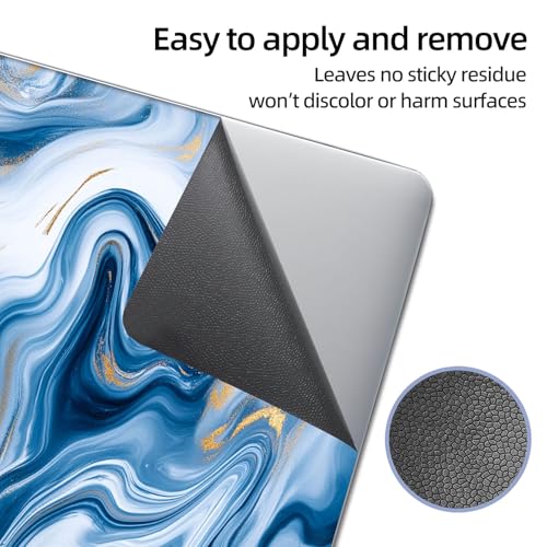Universal Laptop Skin Sticker Decal, 12"-15.6" Aesthetic Vinyl Wrap, Blue White Marble Gold Foil Waterproof Notebook Cover Art Protector for MacBook HP Dell Lenovo, Fits 13" 14" 15" 15.6" - color: Blue White Marble Gold Foil