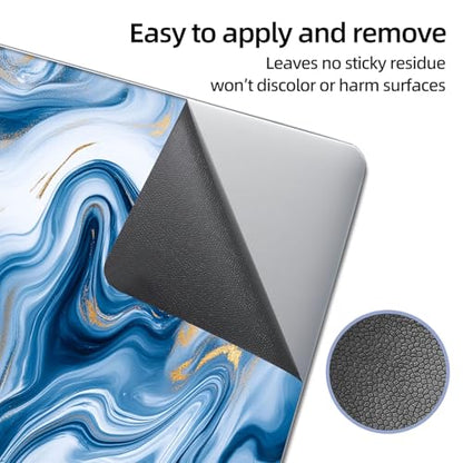 Universal Laptop Skin Sticker Decal, 12"-15.6" Aesthetic Vinyl Wrap, Blue White Marble Gold Foil Waterproof Notebook Cover Art Protector for MacBook HP Dell Lenovo, Fits 13" 14" 15" 15.6" - color: Blue White Marble Gold Foil