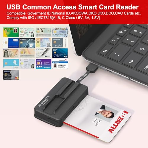 SIM Card Adapter - CAC Reader Military and Memory Card Adapter 7 in 1 SD/MMC/TF/Memory Stick Pro Duo/M2/IC/PIV/Chip/Smart Card/Standard SIM Reader for Computer Windows/Mac OS/Linux, Plug and Play