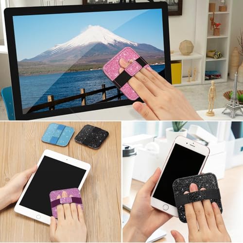 Fintie Screen Cleaning Pad, [4 Pack] Soft Cloth Car Phone Screen Cleaner | Microfiber Wipe Cleaning with Elastic Strap for iPad, iPhone, MacBook, Tablets, Laptop, Monitor (Glitter Pink/Black) - color: Glitter Pink/Black