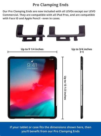 LEVO G2 Clamp-On Tablet Stand, Articulating iPad & Kindle Mount for Desk | 5-axis arm frees workspace, bedside or kitchen counter positioning, hands-free reading, recipes, video calls, work or play