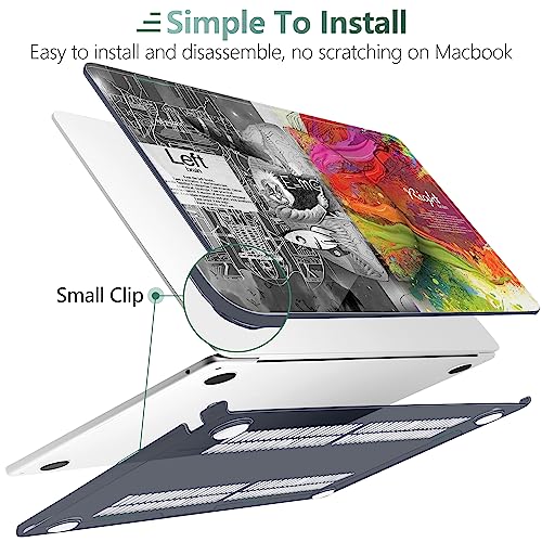 TWOLSKOO for MacBook Air 13 inch Case M5 2026 M4 2025 M3 M2 2024-2022 A3449 A3240 A3113 A2681, Plastic Hard Shell & Keyboard Cover & Screen Film for MacBook Air 13.6 inch Case, Creative Brain - color: Creative Brain