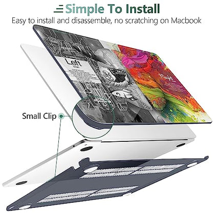 TWOLSKOO for MacBook Air 13 inch Case M5 2026 M4 2025 M3 M2 2024-2022 A3449 A3240 A3113 A2681, Plastic Hard Shell & Keyboard Cover & Screen Film for MacBook Air 13.6 inch Case, Creative Brain - color: Creative Brain