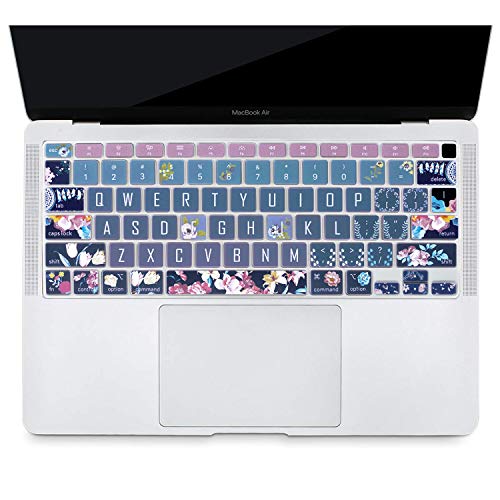 Keyboard Cover Protector for 2020 Apple MacBook Air 13.3 inch (Model: A2179, A2337 M1 Chip, US Layout) with Touch ID, Silicone Skin Keyboard Protector with Floral Design, Red Flower - color: Red Flower
