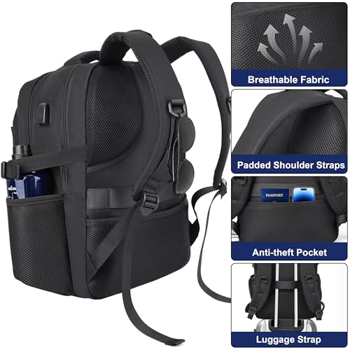 DEYACE Laptop Backpack 17 Inch Large Computer Bag for Men with USB Charger Port 18x14x8 Flight Approved Personal Item Travel Laptop Backpacks