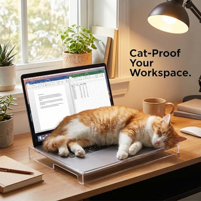 Veemoon 14inch Laptop Keyboard Cover Clear Acrylic Laptop Dust Cover Cat Keyboard Protector Waterproof Computer Case Desktop Protective Accessories for Home School Office (13.8 * 9.8 * 0.6 Inch)