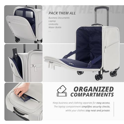 Verage Underseat Carry On Luggage with Wheels,14.5-Inch,Cloud Gray | Personal Item Bag,Airline Approved, Laptop Compartment, USB Charging Port - color: Cloud Gray, size: 14.5-Inch Plus Underseat