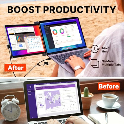 MP Portable Monitor - 2026 Mobile Pixels Nexus 13.3" Laptop Screen Extender | IPS Ultra Slim Laptop Monitors, USB C/USB A/HDMI 1080P Monitor for 14"-17" Laptops, Windows/macOS/Android/Switch Compatible