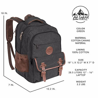 Ama Dablam Premium Original Canvas Backpack/ 17”Laptop/XL-30L/ Many Pockets | Strong Zippers | Thick Cotton | College Travel