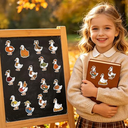 2 Rolls Autumn Silly Goose Sticker Self Adhesive Decals for Gift | Waterproof Vinyl Easy Peel for Laptop Water Bottle Scrapbook Journal Planner DIY Craft Supplies School Work Desk Locker Decor - style: Autumn Silly Goose