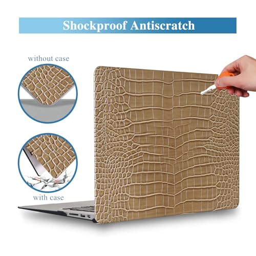 Crocodile Case for MacBook Air 13 Inch 2021 2020 2019 2018 M1 A2337 A2179 A1932, MacBook Air M1 Case, Aligator Skin Snakeskin PU Leather Hardshell & Keyboard Cover for Mac Air 13.3, Brown - color: ## Brown Crocodile