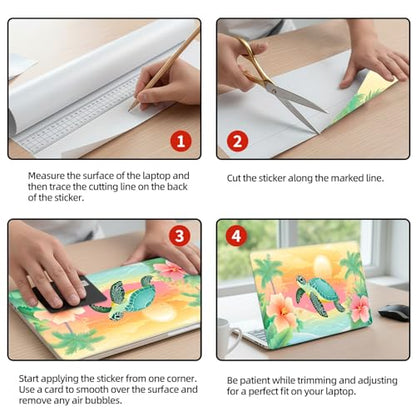 Universal Laptop Skin Sticker Decal, 12"-15.6" Aesthetic Vinyl Wrap, Sea Turtle Beach Sunset Waterproof Notebook Cover Art Protector for MacBook HP Dell Lenovo, Fits 13" 14" 15" 15.6" - color: Sea Turtle Beach Sunset