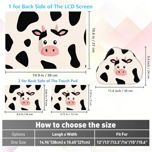 Laptop Skin Sticker Decal 15-15.6 Inch with Cute Mouse Pad, Universal Reusable Vinyl Sticker for 12.1 13 13.3 14 15.4 Inch Netbook and Notebook PC, Cute Cow Print - color: Cute Cow Print