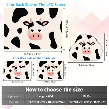 Laptop Skin Sticker Decal 15-15.6 Inch with Cute Mouse Pad, Universal Reusable Vinyl Sticker for 12.1 13 13.3 14 15.4 Inch Netbook and Notebook PC, Cute Cow Print - color: Cute Cow Print