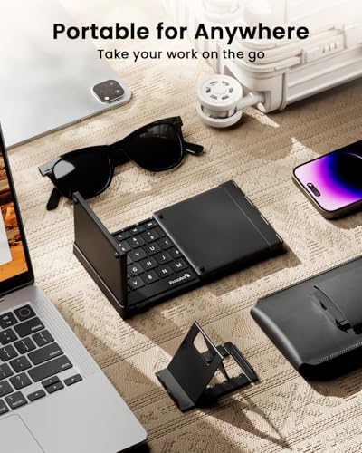 ProtoArc XK01 TP Foldable Keyboard with Touchpad, 0.65 in Keycaps, Black | Multi-touch Trackpad, 88-key, Full Shortcut Row, 3-device Bluetooth 5.1 Switching, USB-C Charging for Mobile Productivity - color: Black