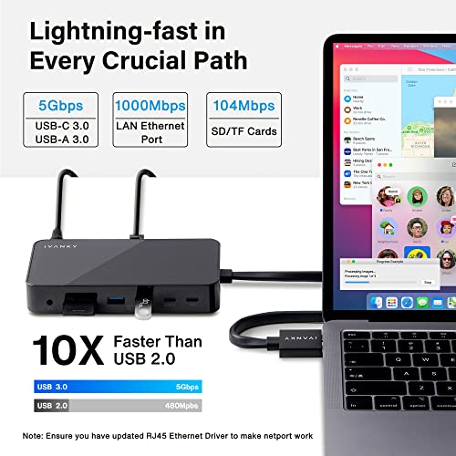iVANKY 12-in-2 FusionDock 1 for M5 MacBook Pro Docking Station | Dual 4K@120Hz Monitor for M5/M4/M3/M2/M1 Pro/Max MacBook Neo,150W AC, SD/TF, USB, RJ45, 5Gbps (Incompatible with Windows) - color: Black