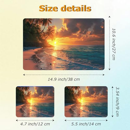 Universal Laptop Skin Sticker with 2 Wrist Pad Decals, 3-Piece Removable Vinyl Laptop Cover, Tropical Beach Waterproof Anti-Scratch, Easy-Trim Fit for 13.3" 14" 15.6" Laptops - color: Tropical Beach