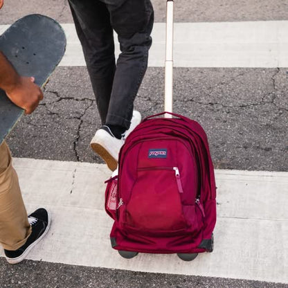 JanSport Driver 8 Rolling Backpack - Wheeled Travel Bag with 15-Inch Laptop Sleeve, One Size, Navy - color: Navy