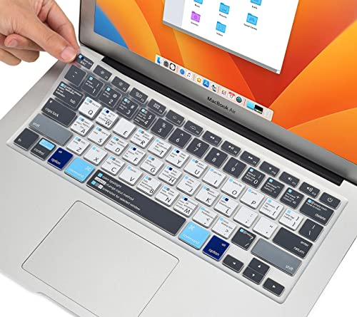 MacBook Shortcuts Keyboard Cover for Old MacBook Air 13 Inch A1466 A1369 2010-2017 & MacBook Pro 13" 15" 2015 or Older Version A1425 A1502 A1278 A1398 A1286 Mac OS Keyboard Cover Protector Skin, Gray - color: Gray&Blue, size: Old MacBook Air 13 Inch A1466