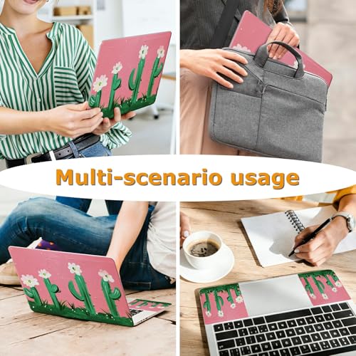 Universal Laptop Skin Sticker with 2 Wrist Pad Decals, 3-Piece Removable Vinyl Laptop Cover, Cactus Flower Waterproof Anti-Scratch, Easy-Trim Fit for 13.3" 14" 15.6" Laptops - color: Cactus Flower