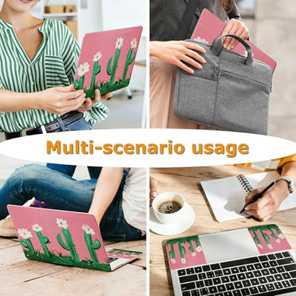 Universal Laptop Skin Sticker with 2 Wrist Pad Decals, 3-Piece Removable Vinyl Laptop Cover, Cactus Flower Waterproof Anti-Scratch, Easy-Trim Fit for 13.3" 14" 15.6" Laptops - color: Cactus Flower