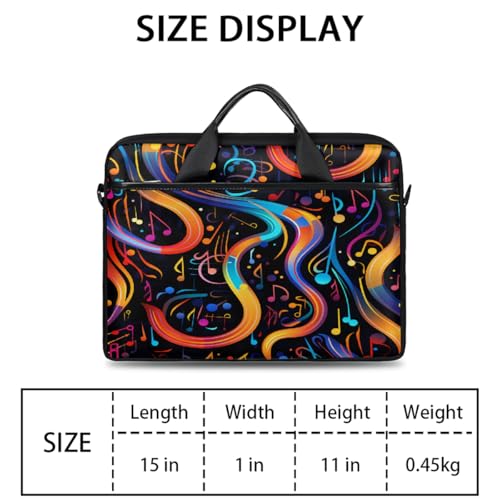 Laptop Shoulder Bag for Women Men, Waterproof Computer Case Messenger Bag Briefcase for Business Office Travel - color: Music Note Colorful