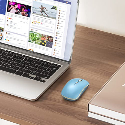 JOYACCESS Wireless Mouse for Laptop | 5 DPI Levels, Silent for Notebook, MacBook, Chromebook, PC - Blue - color: Blue