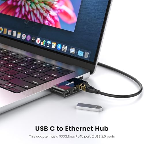 MOGOOD USB C to Ethernet Adapter, 3 in 1 Type-C to RJ45 Gigabit LAN | 2USB2.0 Ports, Gigabit Ethernet Compatible For MacBook Air/Pro XPS Compatible, iPhone 17/16, Samsung Galaxy S26/25