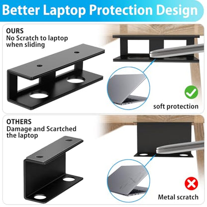 3 PCS Under Desk Laptop Mount with Anti-Scratch Silicone Pad Under Desk Holder Mount Shelf for Laptop Keyboard Storage（1 Pack） - color: Black-1 Pack