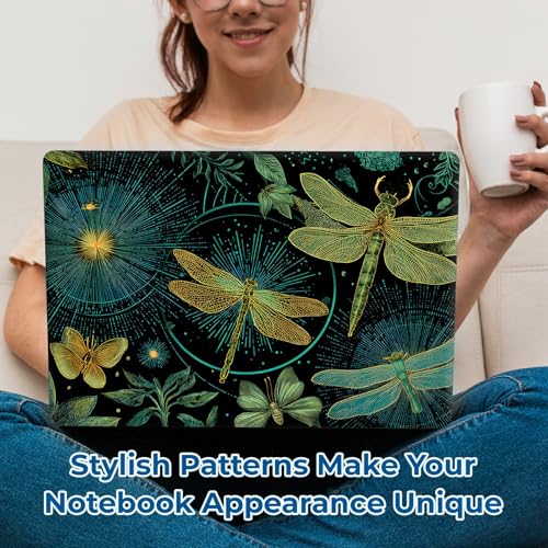 Reusable Universal Laptop Skin Sticker, Cut to Fit for 11.6–15.6 Inch Laptops, Waterproof Protective Film, No-Residue - Dragonfly Night Garden - color: Dragonfly Night Garden