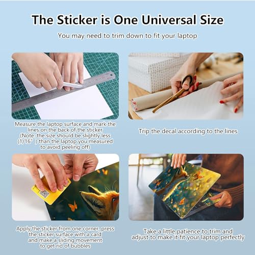 Universal Laptop Skin Sticker with 2 Wrist Pad Skins, Waterproof Scratch Resistant Vinyl Laptop Cover Decal, Cut to Fit for 11–15.6 Inch MacBook HP Dell Lenovo, Fox - color: Fox