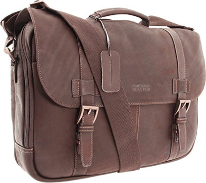 Kenneth Cole REACTION Show Business 16" Colombian Leather Business Laptop Portfolio Messenger Bag - color: Dark Brown